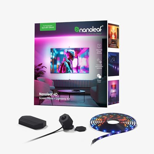 Nanoleaf Kit 4D Screen Mirror + Kit Lightstrip pour téléviseurs et écrans jusqu'à 85"/215 cm - Ruban LED RGBW connecté + Caméra, Thread & Wifi, Compatible Amazon Alexa Google Home Apple