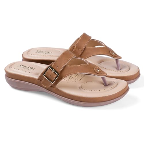 Image of DOCTOR EXTRA SOFT Women's Flat Comfortable Memory Foam Slippers /Flip-Flops Fashion Stylish Casual Diabetic Orthopedic Lightweight Synthetic Slip-on Sandals with Adjustable Strap for Girls /LadiesD-623