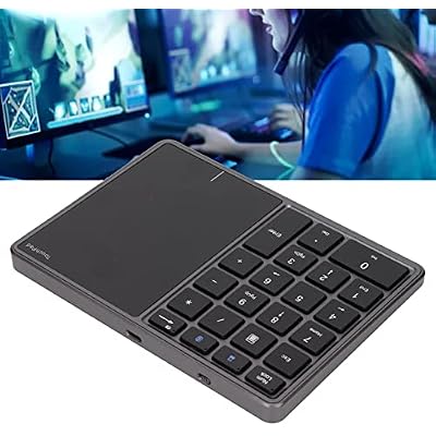 Number Pad Mouse Combo, 2 in 1 BT Number Pad Touchpad Mouse 22 Keys, Bt4.2 2.4G Type C Charging Keyboard 500Mah Battery Numeric Keypad for Office (Iron Gray)