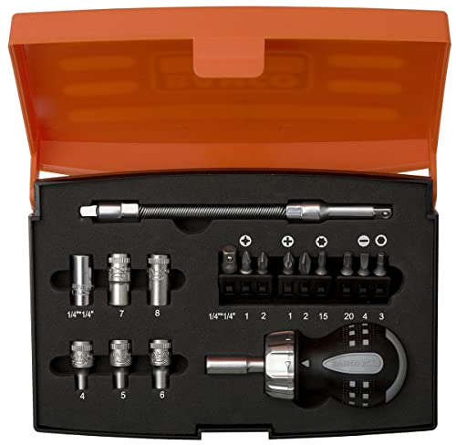 Bahco 808050S-22 Stubby Ratchet Screwdriver Set, 22 Pieces