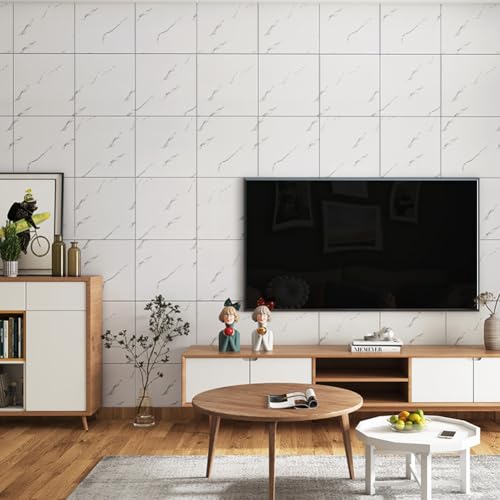 Miniatura 3 de Azulejos De Pared Autoadhesivos, 24 Unidades, Mármol, 30 Cm X 30 Cm, Resistentes Al Agua, Se Pueden Cortar Para Manualidades, Para Cocina, Dormitorio, Salón, Cuarto De Baño