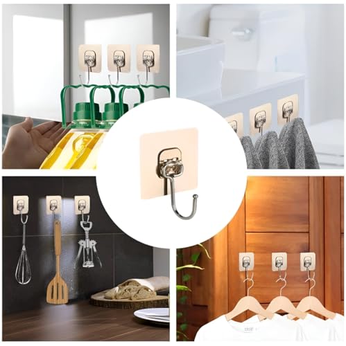 Image of Wall Hooks for Hanging Strong, Adhesive Hooks for Wall Heavy Duty, Wall hangings, Kitchen Accessories Items, Sticky Photo Frame Hangers (Golden Hook 5-pcs)