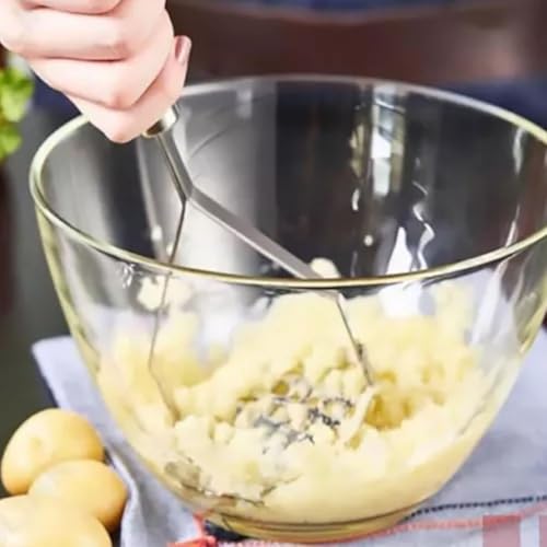 Amassador Espremedor De Batatas Feijão E legumes Inox Prata