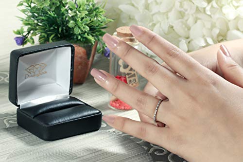 Dazzlingrock Collection 0.09 Carat (Ctw) Round Black & White Alternate Diamond Dainty Stackable Wedding Band For Women In 10K White Gold, Size 7 #TOP1