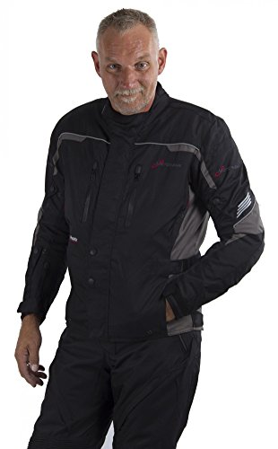 Motowear Motorradjacke P2 Textil - wasserdicht, atmungsaktiv (Jacke S, schwarz)