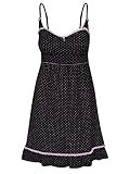 Vive Maria Private Room Damen Negligée schwarz Allover, herzförmiger Ausschnitt, gepunktet, ohne Kragen, figurbetont, ohne Ärmel, Sleepwear, Knielang, Größe:XL