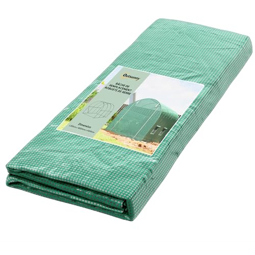Outsunny Bâche de Rechange Serre Tunnel 6 m², bâche 3 x 2 x 2 m PE Anti-UV imperméable 6 fenêtres + Porte Enroulable zippée Vert
