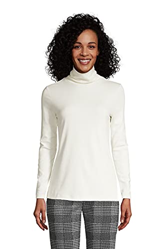 Lands' end women s shaped supima turtleneck ivory regular medium…
