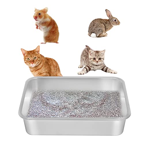 Kichwit Stainless Steel Cat Litter Box, Kitten Litter Tray, Metal Cat Litter Pan, Non Stick Smooth Surface, Easy to Clean (17.5" L x 13.5" W x 4" H) - image 8