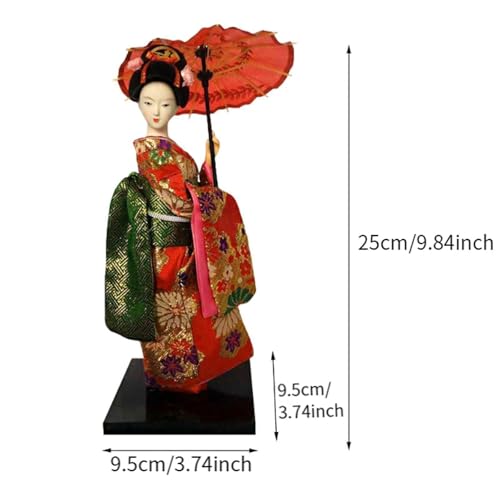 Fenteer Ethnic Japanese Geisha Dolls, Asian Geisha Doll, Free Standing Sculpture Girl Statue, Kimono Dolls for Tabletop Shelf Decor, Style A - Thumbnail 2