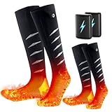 [THEKUKU] 電熱ソックス 電気靴下 バッテリー式 12000mAh大容量 スキーソックス USB充電式 4段階温度調節 暖房靴下 高伸縮性 速暖 足元ヒーター 登山/スキー/スポーツ用 水洗い可 防寒グッズ 男女兼用 23~27cm適用 2足入り（ブラック）