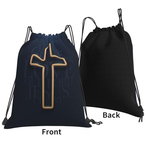 Christian Jesus Cross Drawstring Backpack Sports Bag Gym Sackpack Easter Holiday String Bags for Men Women3
