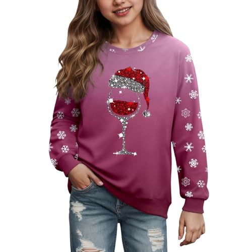 Pull de Noël fille 3-14 ans avec motif imprimé chic et col rond