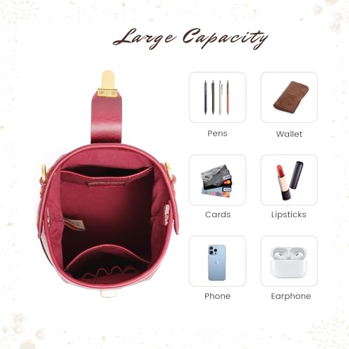Image of OLD TREND Doctor Bucket Crossbody Handbag | Luxurious and Versatile Bag for Women | Genuine Cowhide Leather