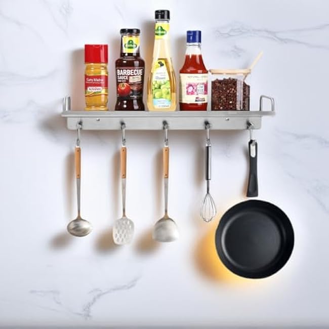 304 Stainless Steel Wall Mounted Spice Holder Rack 16 Inch