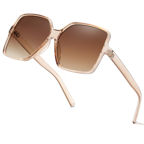 aisswzber Womens Chic Square Oversized Sunglasses Big Large Wide Fashion Shades for Women Men 100% UV Protection