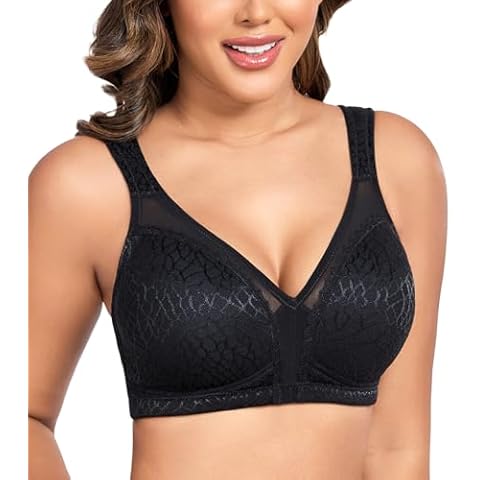Curyon Plus Size Everyday Bras for Women Minimizer Full Coverage Non Padded Wirefree Black 38D Cover