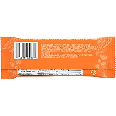 Aloha Organic Peanut Butter Chocolate Chip Protein Bars, 14g Plant-Based Protein, USDA Certified Organic, Gluten Free & Non-GMO, 1.9 Oz (Pack of 12)