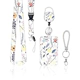 [Design Créatif] Ce Produit A Un Design Unique, Le Porte-Carte Lanière A Un Motif Imprimé Floral Et L'Apparence Est Belle Et Élée.La Clé Courte Band A Un Design Simple Et Est Plus Pratique À Utiliser Avec Un Porte-Cartes. Il Convient Au Transport Et À La Perte D'Objets Tels Que Des Clés, Des Documents Et Des Téléphones Portables.