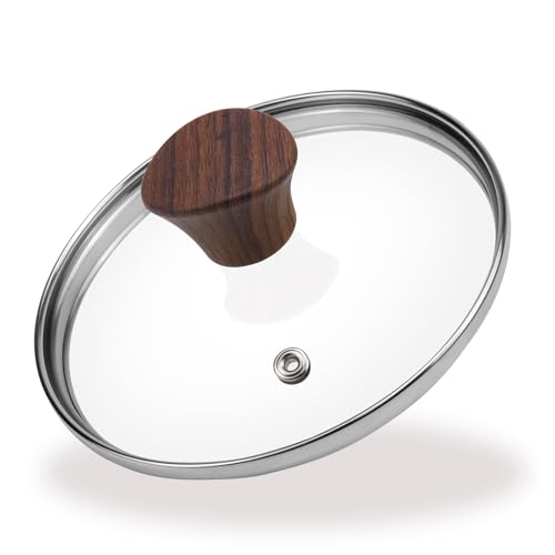 6 Inch Tempered Glass Lid, Universal Pot and Pan Cover Replacement - Dishwasher Safe Glass Cookware Cover with 304 Stainless Steel Edge & Heat Resistant Bakelite Knob
