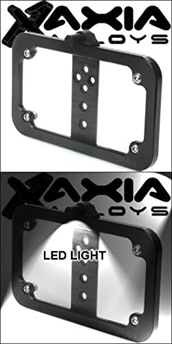 Axia Alloys Bolt On Billet Motorcycle Size License Plate Frame With LED Light