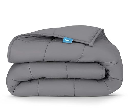 Luna [Weighted Blanket Cotton Cooling] Breathable 100% Oeko-Tex Premium Quality | Calming & Cool All Seasons Weighted Blankets For Adults [15Lbs - Queen - 60" X 80"] [Dark Grey] #TOP6
