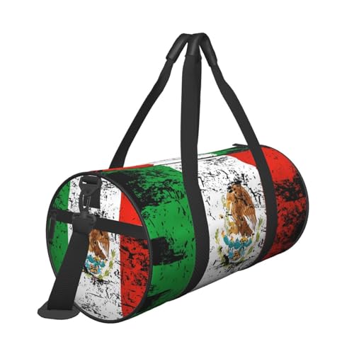 Mexico Mexican Eagle Flag Round Travel Duffel Bag Large Capacity Gym Sports Bags for Hiking Vacation Trips3