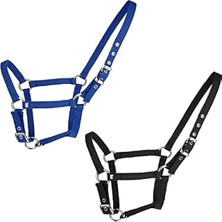 2 Pieces Adjustable Nylon Horse Halter Bridle for Medium Horse Adjustable Chin