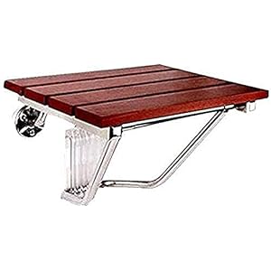 Opvouwbare douchekruk, douchestoel voor ouderen, teak opvouwbare douchekruk voor aan de muur met poten roestvrijstalen beugel badstoel