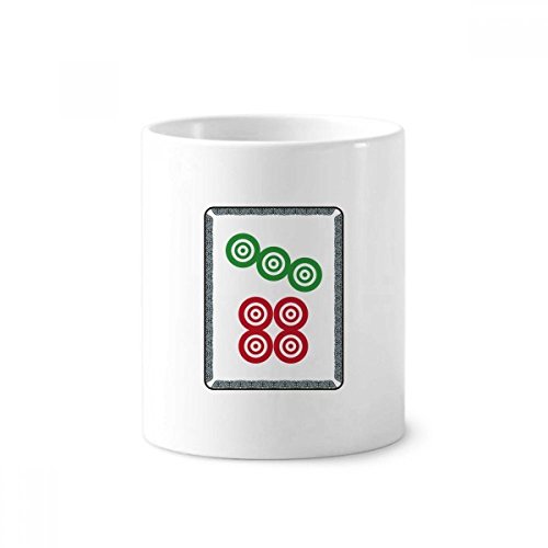 Carreau 7 Cercle Mahjong Tasse en Céramique Blanche 350ml et Porte-Stylo