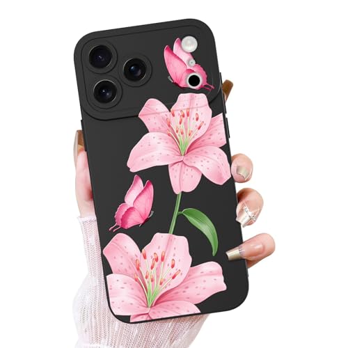 OOK Floral Case for iPhone 17 Pro Max, Cute Lily Flower Butterfly