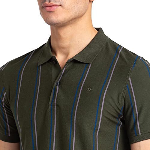 Image of Raymond Men Cotton Striped Regular Fit T-Shirt