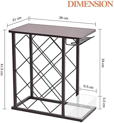 KINGRACK Wine Rack with Wood Tabletop & Storage Box - 8 Bottle Wine Racks with Glass Holder for Home, Kitchen, Pantry, Black