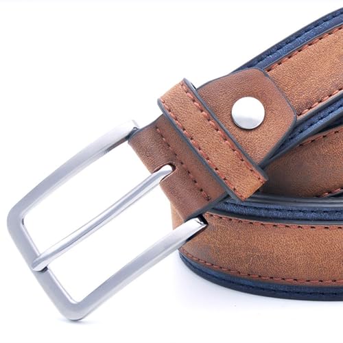Leather Belt Men's Full Grain Leather Dress Belt 34mm Wide Stitched Strap Prong Buckle Classic & Fashion for Work Business & Casual4