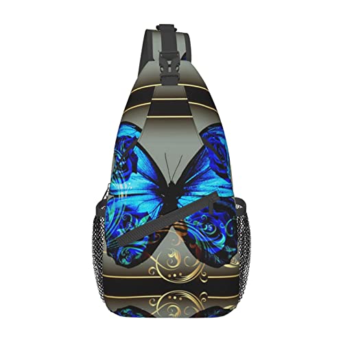 Sac à dos à bandoulière pour soulager le dos avec motif papillon bleu et clés de musique