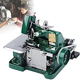 KJHYYPP Overlock-Nähmaschine, 3-Faden, Industriequalität, verstellbare Stichlänge mit Metallrahmen, für schwere Stoffe, inklusive Zubehör. Schwarz. (Green)