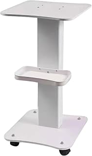 Metal Beauty Salon Trolley Cart, 3 Tier Salon Spa Rolling Trolley Stand Mobile Beauty Instrument Trolley Cart with Wheel and Storage Tray, Max Load 220lbs, Ivory White