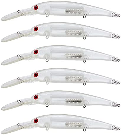 Skipaelf Unpainted Jerkbait Fishing Lure Blanks,15Pcs Blank Walleye Hard Lures Kit with 3D Fishing Eyes,Crankbait Swim Baits Lures for Bass,6.29",0.62oz