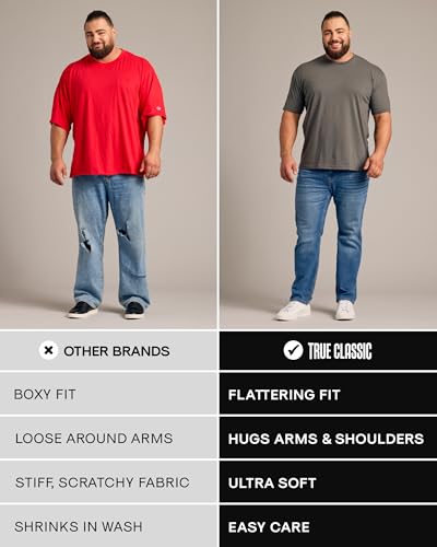 Image of True Classic Men's Cotton Blend Round Neck T-Shirt, Half Sleeve, Black