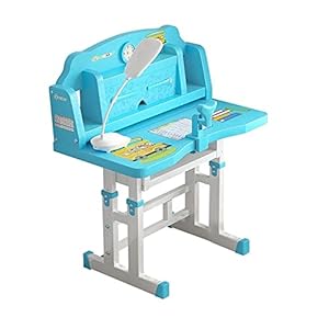 Bureau met plank Primaire School Huiswerk Bureaus Kinderbureaus Studiebureaus Verstelbare bureaus en stoelen Studies witte computer bureau (Color : Blue)