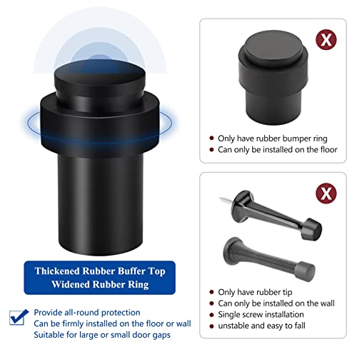 Kolako Floor Door Stopper, Black Door Stop Stainless Steel Modern Door Stoppers Wall Protector Commercial Door Bumper Wedge Decorative Cylindrical Floor Mount Door Stops For Bottom Of Door #TOP3