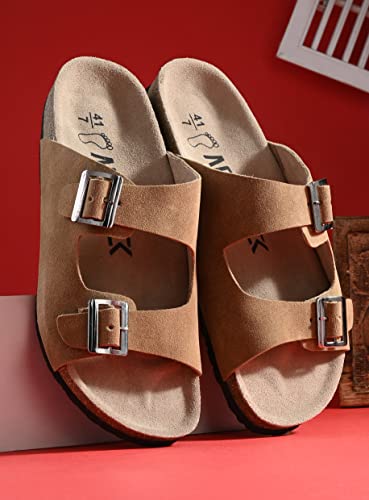 Image of AFROJACK Men's Orginal Leather Sandals | Casual Sliders for Boys s801