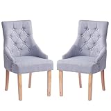paonne Esszimmerstühle aus Stoff, getuftet, 2er-Set, moderne Parson-Stühle, Wohnzimmer, Polsterstühle, Parsons Esszimmerstühle (Leinen-Dunkelgrau)