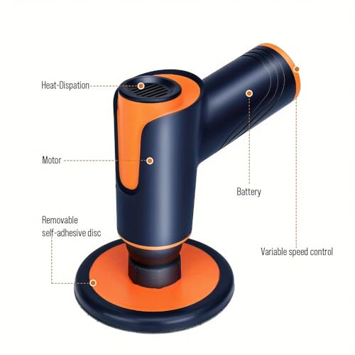 Dexmary Cordless Electric Sander, Buffer Polisher with 2x2000mAh, Variable Speed 1700—2500 RPM, Car Polisher and Buffers for Car Detailing, Waxing, Polishing, Scratch Removal