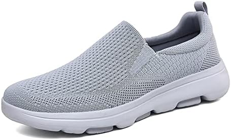 poemlady Men's Slip on Walking Shoes - Lightweight Comfortable Mesh Casual Work Loafer Sneakers A/Gray
