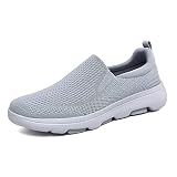 poemlady Men's Slip on Walking Shoes - Lightweight Comfortable Mesh Casual Work Loafer Sneakers A/Gr