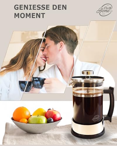 Foto von Pro@Home43® French Press 0,6 L aus Glas & Edelstahl – Kaffeebereiter Set mit Ersatzfilter & Kaffeelöffel – manuelle Kaffeemaschine für Tee & Kaffee – auch in 0,35 L verfügbar