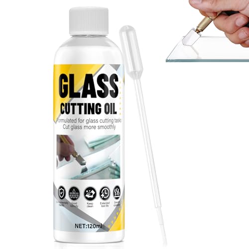 WEILAOK Glasschneideöl, Professionelle Glasschneidflüssigkeit, Glasschneider Öl, Schneidflüssigkeit Für Glasschneider Glasscheiben, Spiegeln Und Buntglas, Schmierung – Reduziert Reibung, 120ml