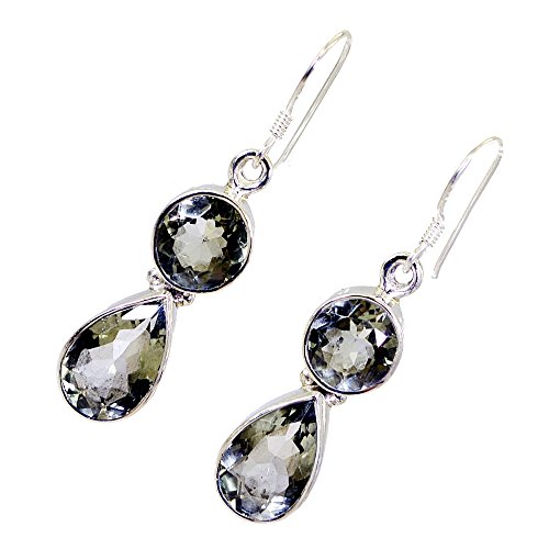 Boucles d'oreilles améthyste verte anti-allergie en argent 925
