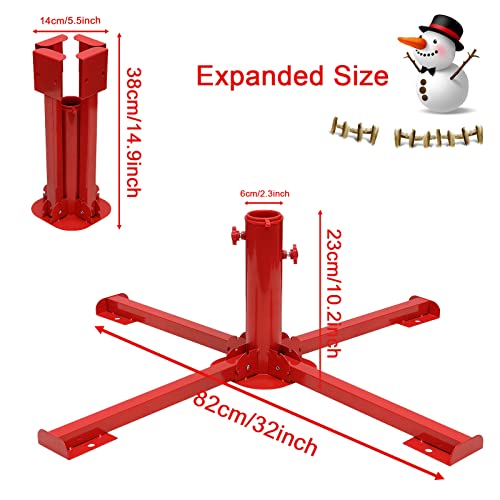 BsBsBest Adjustable Christmas Tree Stand, Heavy Duty Christmas Tree Stand Base, Foldable Metal Christmas Tree Stand Holder Suitable for Artificial Xmas Tree (2.1 Inch Insertion Port)